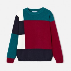 Sweter w stylu color-block...